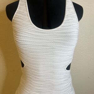 BEBE White Textured Sleeveless Dress